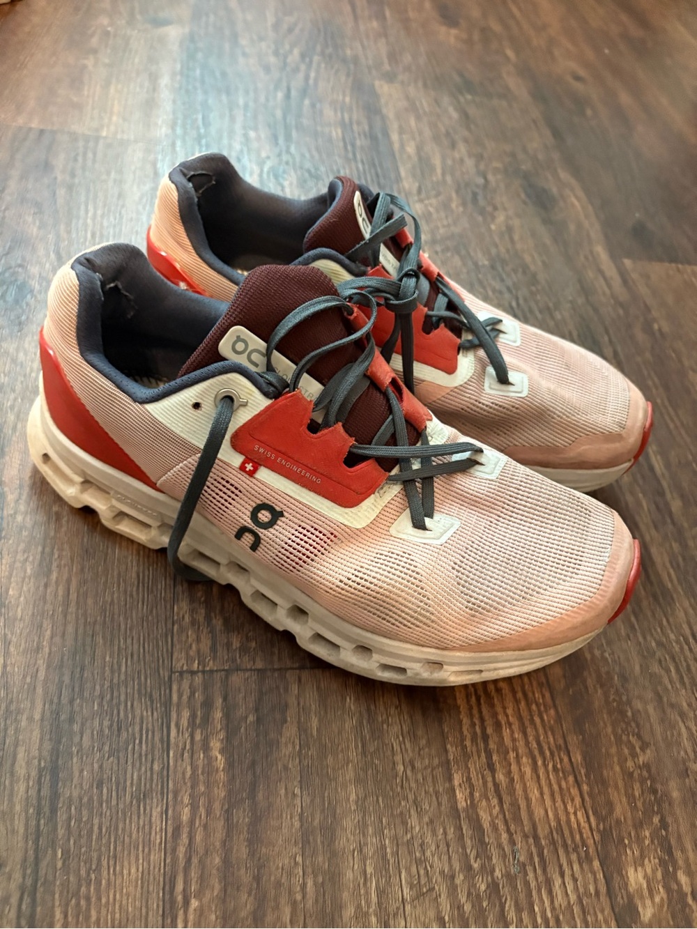 On cloud coral shoes
